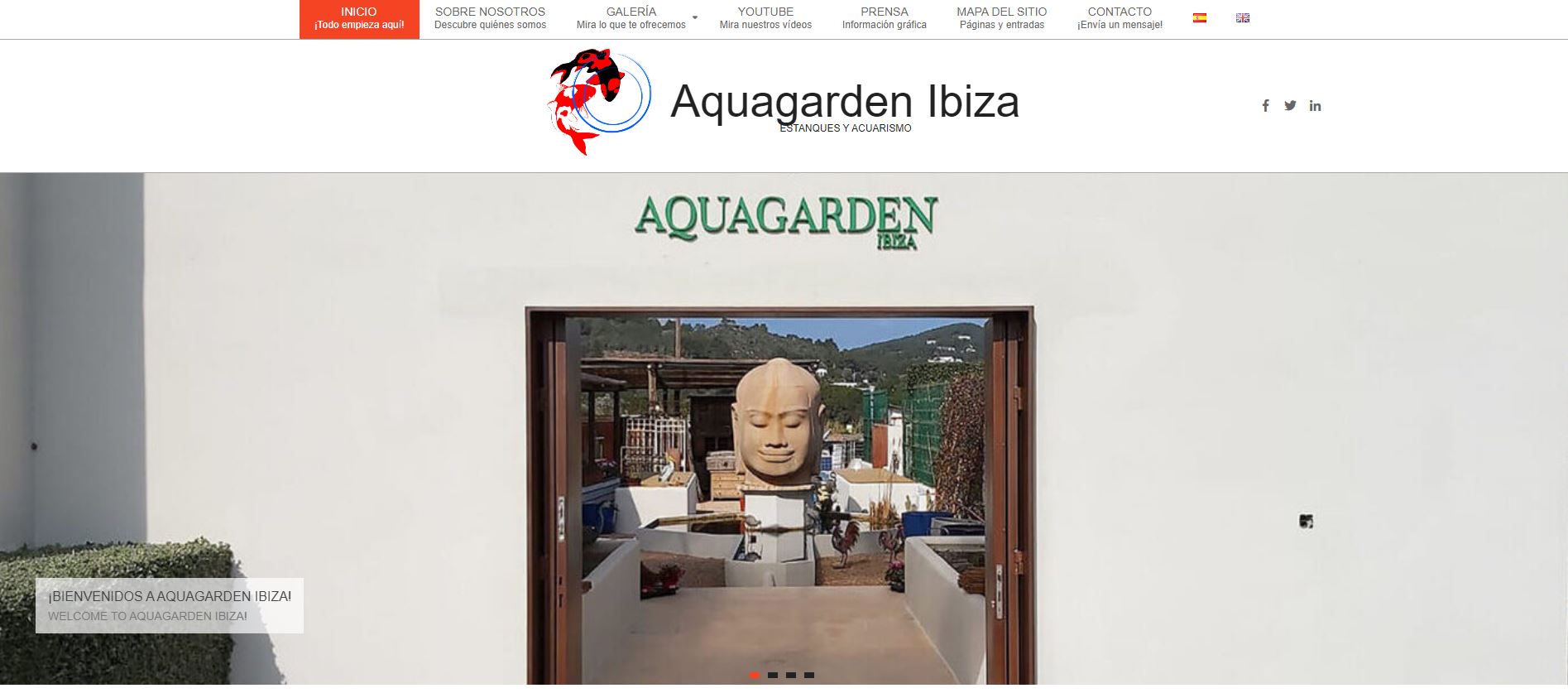 imagen de la página de inicio de Aquagarden Ibiza.