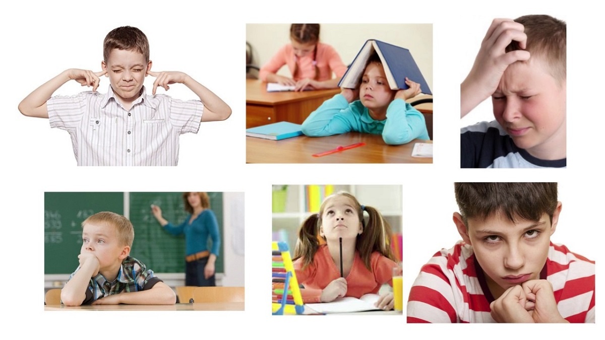 imagen de un collage de niños con trastorno auditivo.