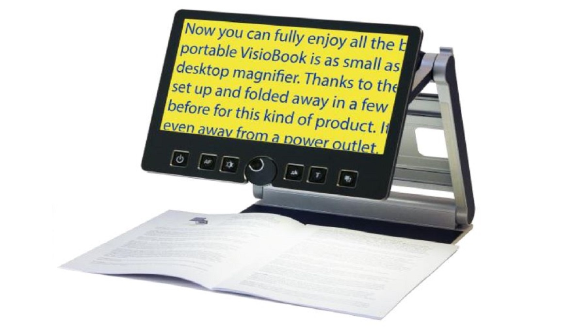 imagen del ampliador de pantalla VisioBook mostrando texto ampliado en la pantalla