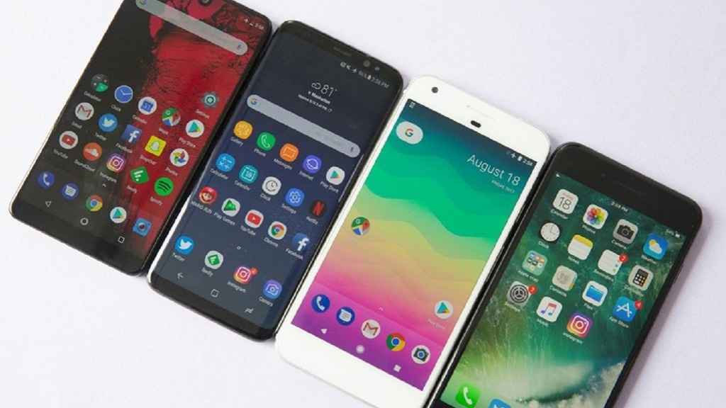 imagen de varios smartphones con sistema operativo android