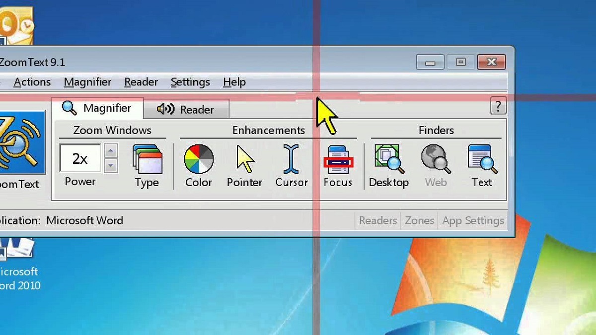 imagen de una captura de pantalla del programa zoomtext
