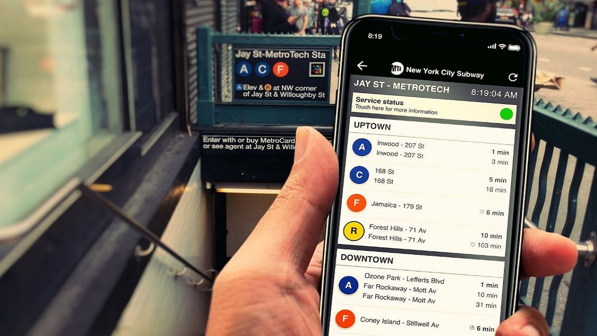 aplicación navilens: imagen de una pantalla de móvil mostrando información del metro de Nueva York
