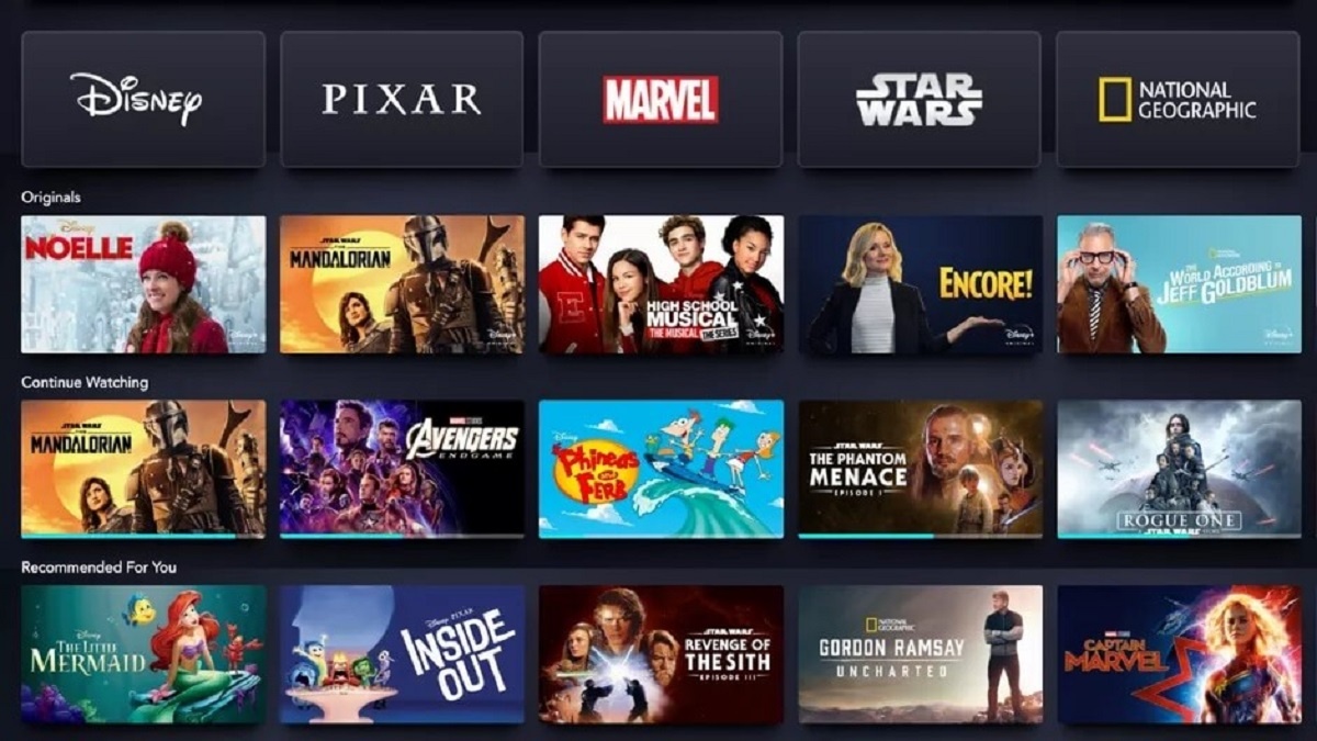 accesibilidad de plataformas de streaming: imagen de la oferta de contenidos de Disney+