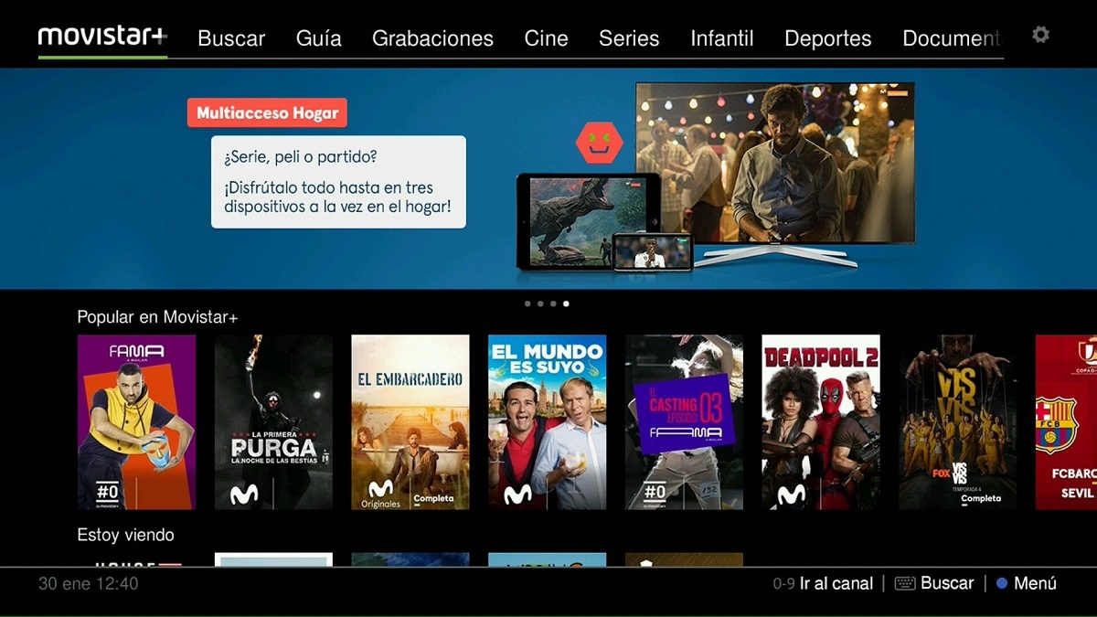 accesibilidad de plataformas de streaming: imagen de la oferta de contenidos de Movistar+