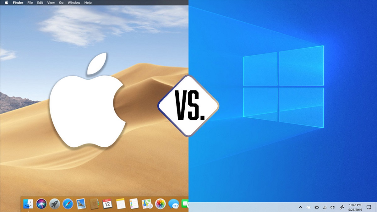windows o apple: imagen de los logos de los dos sistemas operativos