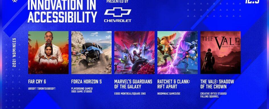 video juegos accesibles: captura de pantalla de la página web the games awards