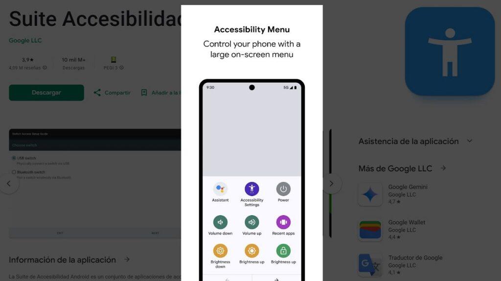 Aviso sobre el uso de TalkBack, informando que la función puede recopilar texto ingresado por el usuario, excluyendo contraseñas, incluyendo datos personales como números de tarjetas de crédito. Se presentan opciones para aceptar o cancelar.